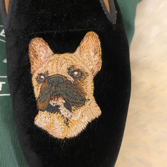 Stubbs & Wootton Frenchie Embroidered Slippers 6.5 - Picture 3 of 5